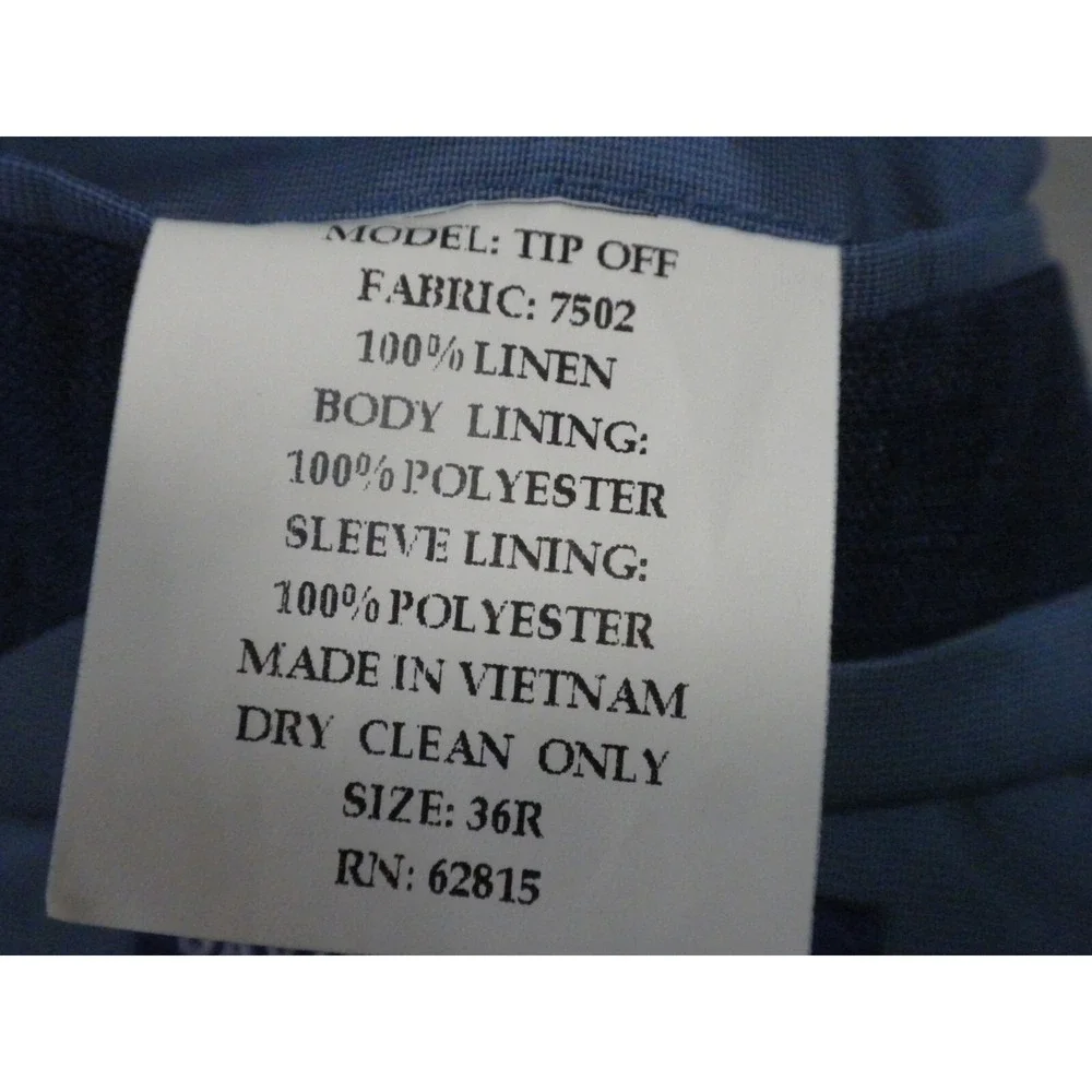 Savile‎ Row Sport Coat 36R Blue Linen 2 Button Dual Vent Lined Blazer Jacket